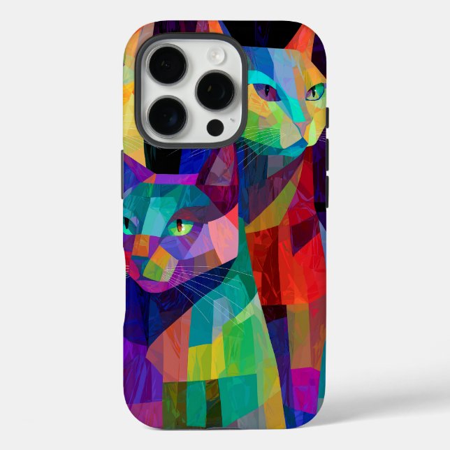 Coques Case-Mate iPhone Sentinelles félin cubistes (Verso)