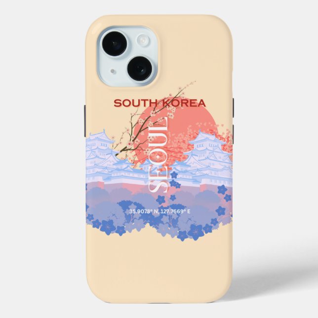 Coques Case-Mate iPhone Séoul Corée du Sud Voyage Art, Pastel (Verso)