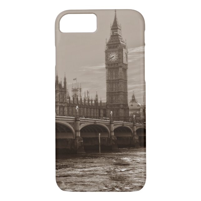 Coques Case-Mate iPhone Sepia Big Ben Tower Palace de Westminster (Dos)