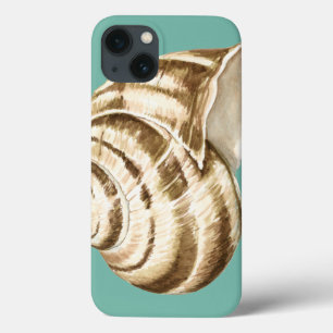Etui iPhone 13 Sépia Shell rayé sur Teal