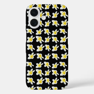 Coque Pour iPhone 16 Sérénade Printemps : Frangipanis Jaune Sur Noir,