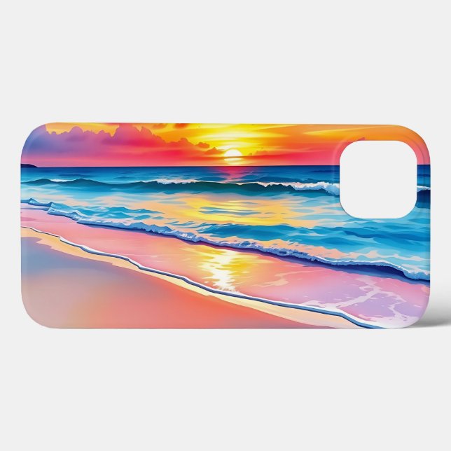 Coques Case-Mate iPhone Serene Beach Sunset avec de vives réflexions (Verso (horizontal))