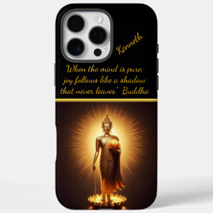 Coque iPhone 16 Pro Max Serene Golden Bouddha sagesse,