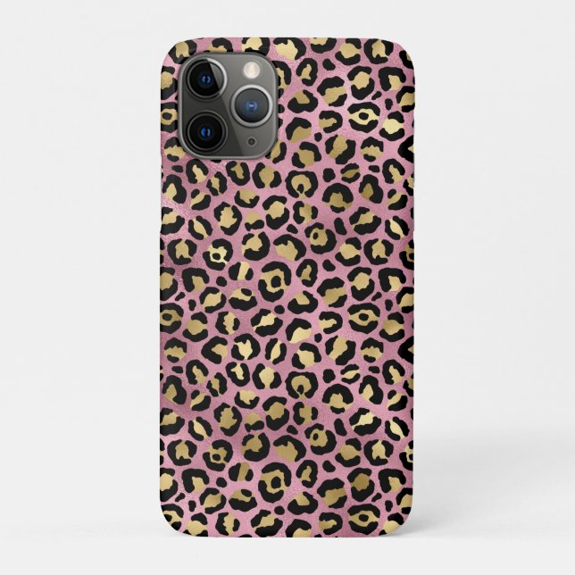 Coques Case-Mate iPhone Série de design léopard rose et or 15 (Dos)