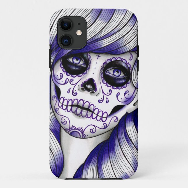 Coques Case-Mate iPhone Série de spectre - fille violette de crâne de (Dos)