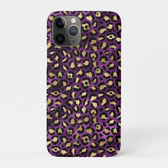 Coques Case-Mate iPhone Série Purple et Gold Leopard Design 1 (Dos)