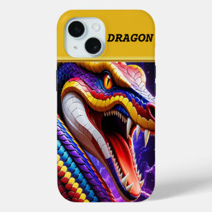 Coque Case-Mate iPhone Serpent de Cobra à l'échelle rouge vif bleu et jau