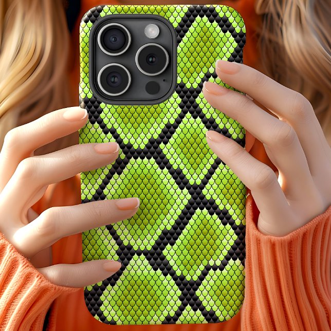 Coques Case-Mate iPhone Serpent en peau de serpent vert noir (Créateur téléchargé)