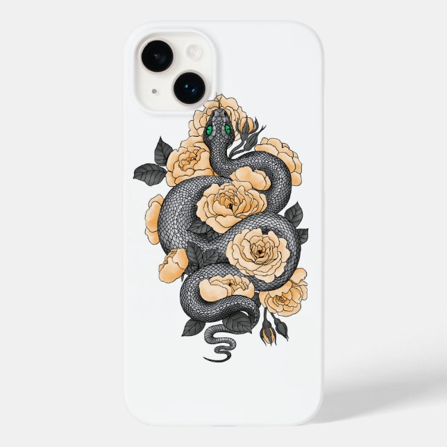 Coques Case-Mate iPhone Serpent et roses jaunes (Verso)