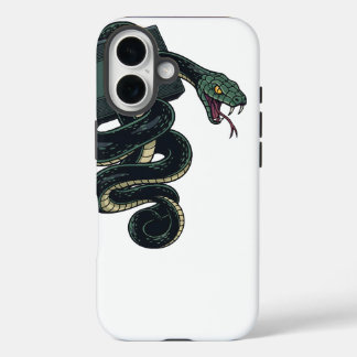 Coque Pour iPhone 16 Serpent Rétro 90 Entourant une Cassette VHS