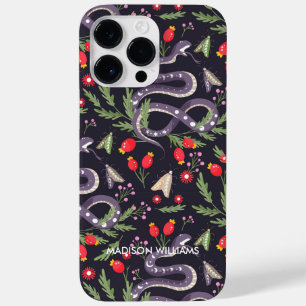 Coque Case-Mate iPhone Serpent violet blanc et botanique - Personnalisé