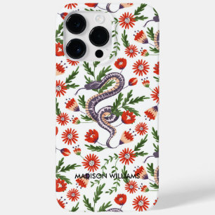 Coque Case-Mate iPhone Serpent violet blanc et botanique - Personnalisé