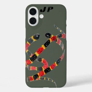 Coque Pour iPhone 16 Plus Serpents de corail Reptile personnalisé