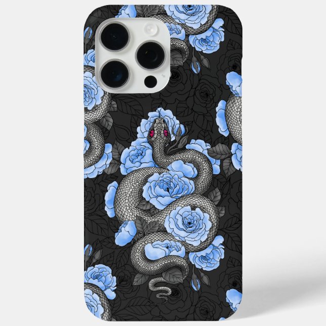 Coques Case-Mate iPhone Serpents et roses bleus (Verso)
