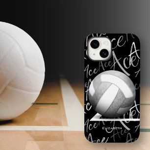 Coque Case-Mate iPhone servez le volley-ball gris avec motif texte
