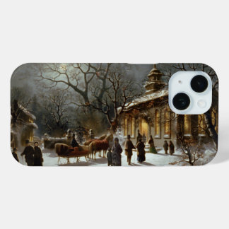 Coque Pour iPhone 15 Service d'église de Noël Vintage