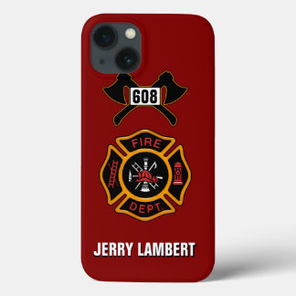 iPhone 13 Case Service des incendies Insigne de pompier Nom Modèl