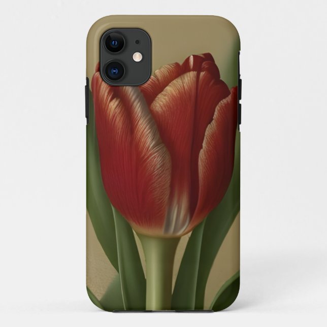 Coques Case-Mate iPhone Shabby Chic Jolie Tulipe Rouge (Dos)