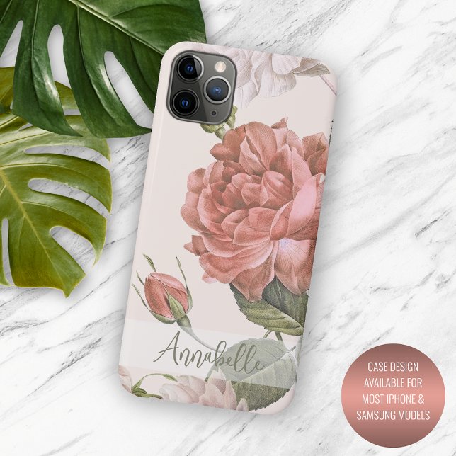 Coques Case-Mate iPhone Shabby Chic Peach Blush Rose Roses Motif Floral (Créateur téléchargé)