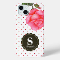 Shabby Chic Rose Roses Rouge Blanc Pois