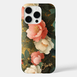 Coque iPhone 16 Pro Shabby Vintage Personnalisé Chic Pastel Peony Rose