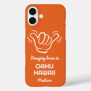 Coque Pour iPhone 16 Plus Shaka de nom, emplacement et couleur personnalisés