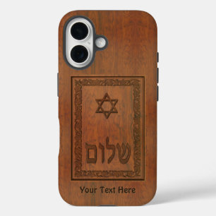 Coque Pour iPhone 16 Shalom en bois sculpté