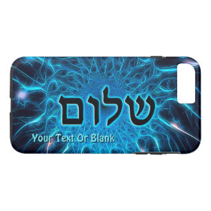 Coque Case-Mate Pour iPhone Shalom sur fond fractal bleu