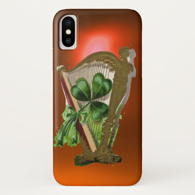Coques Case-Mate iPhone SHAMROCK VERT HARP orange (Dos)