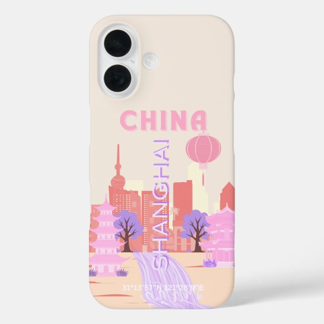 Coques Case-Mate iPhone Shanghai Chine Pastel Voyage Art (Verso)