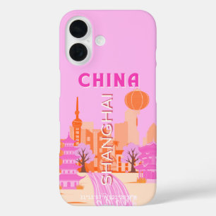 Coque Pour iPhone 16 Shanghai Chine Rose Voyage Art