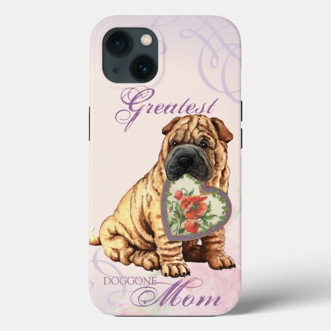 Coques Case-Mate iPhone Shar-Pei Maman Coeur (Verso)