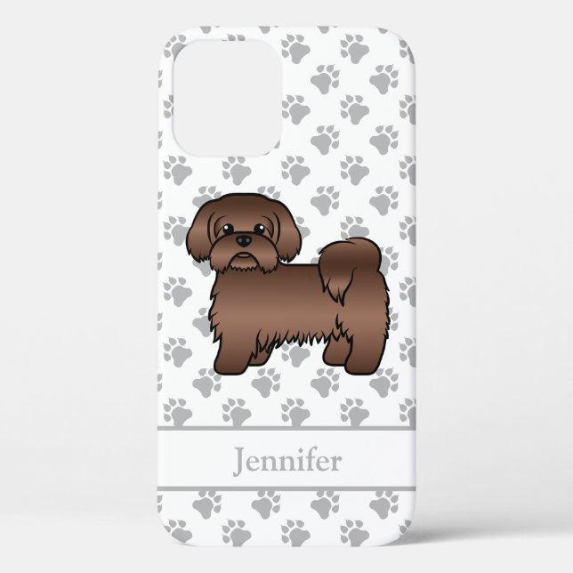 Coques Case-Mate iPhone Shih Tzu Brun Marron Cartoon Chien Mignon & Nom (Verso)