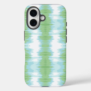 Coque Pour iPhone 16 Shimmer Ikat en vert et aquarelle