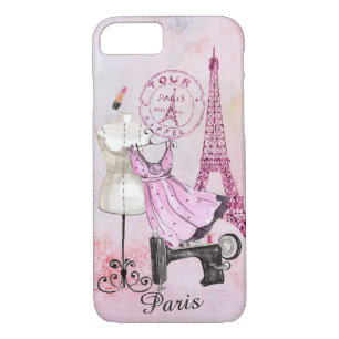 Coque iPhone 7 Shopping à Paris sous la tour Eiffel - Editable