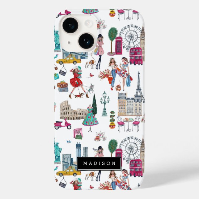 Coques Case-Mate iPhone Shopping City Motif d'illustration fille (Verso)