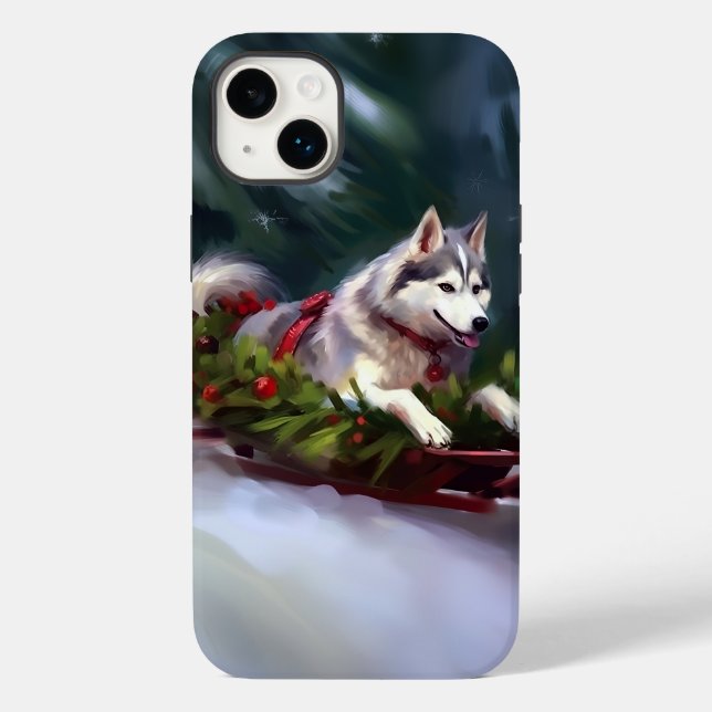 Coques Case-Mate iPhone Sibérien Husky neige de Noël hiver (Verso)