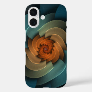 Coque Pour iPhone 16 Siffler dans la spirale bleue noire Abstraite