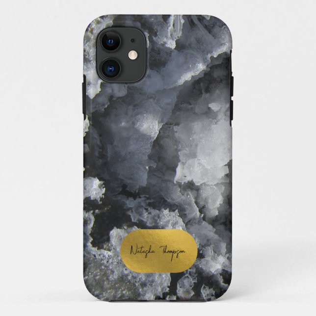 Coques Case-Mate iPhone Signature Black Gold Foil Sea Crystals (Dos)