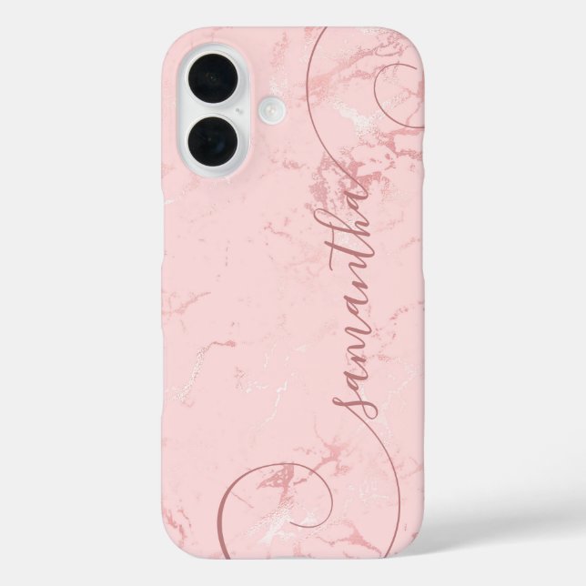 Coques Case-Mate iPhone Signature Bouclée Marbre Rose Blush (Verso)
