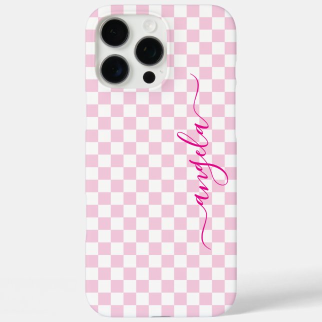 Coques Case-Mate iPhone Signature carreaux rose pâle (Verso)