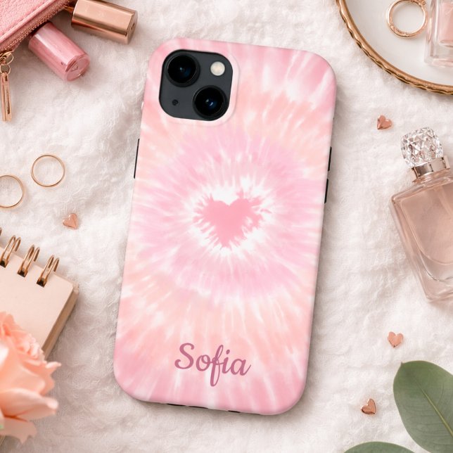 Coques Case-Mate iPhone Signature Coeur Retro Tie Dye (Créateur téléchargé)
