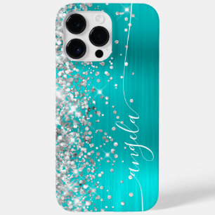 Coque Case-Mate iPhone Signature de crème brillante bleu turquoise et arg
