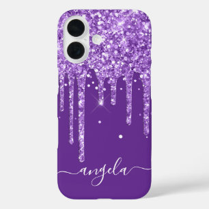 Coque Pour iPhone 16 Signature de glam Royal Purple Parties scintillant
