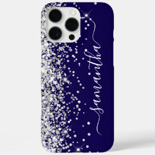 Coque iPhone 16 Pro Max Signature Féminin Noir Paillettes Argentées