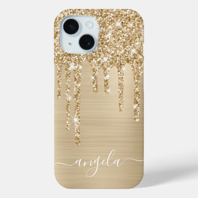Coques Case-Mate iPhone Signature Féminin Paillettes Champagne (Verso)