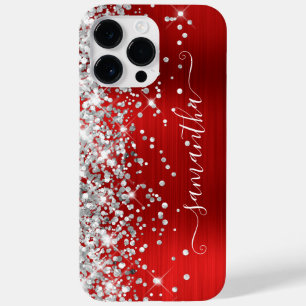 Coque Case-Mate iPhone Signature Féminin Rouge Pailleté Argenté Glamour