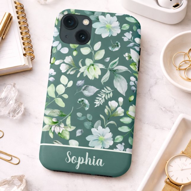 Coques Case-Mate iPhone Signature Fleurs de Campagne Vert Sauge  (Créateur téléchargé)