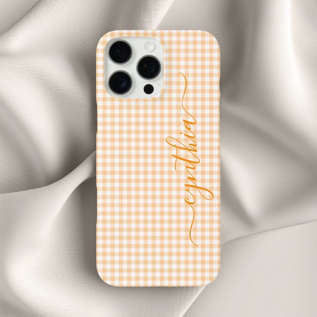 Coques Case-Mate iPhone Signature Gingham Petite Pêche (Tiny Peach Gingham Signature Case-Mate iPhone Case)