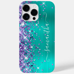 Coque Case-Mate iPhone Signature girly glam turquoise pailleté violet